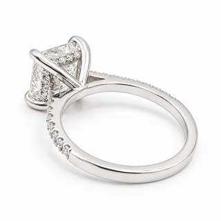 Princess Cut With Hidden Halo And Pavé Setting Ring – Lab Grown Diamond – 14K/18K Gold – 34 Side Stones