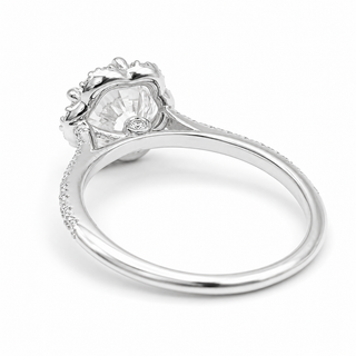 Round Brilliant Flower Pavé Ring – Lab Grown Diamond – 14K/18K White Gold – 32 Side Stones