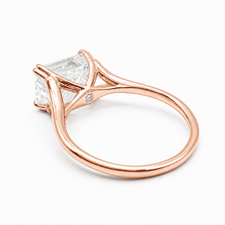 Emerald Cut Split Solitaire Ring – Lab-Grown Diamond – 14K/18K Rose Gold