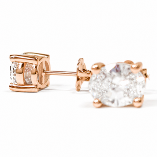 Oval Brilliant Earrings – Lab Grown Diamonds – 14K/18K Rose Gold – Stud Earrings
