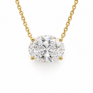 Oval Brilliant – Lab Grown Diamond – 14K/18K Yellow Gold – Solitaire Necklace