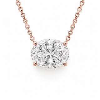 Oval Brilliant – Lab Grown Diamond – 14K/18K Rose Gold – Solitaire Necklace