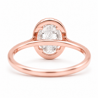 Oval Brilliant Pavé with Halo Ring  – Lab Grown Diamond – 14K/18K Rose Gold – 44 Side Stones