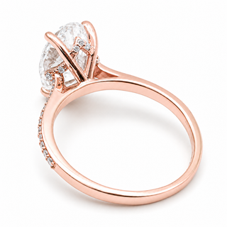 Oval Brilliant Split Pavé Ring – Lab Grown Diamond – 14K/18K Rose Gold – 36 Side Stones