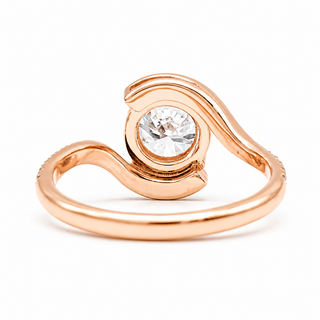 Round Brilliant Spiral Pavé Ring  – Lab Grown Diamond – 14K/18K Gold – 32 Side Stones