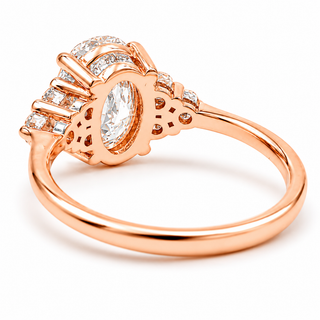 Oval Brilliant Ring – Lab Grown Diamond – 14K/18K Rose Gold – 6 Side Stones
