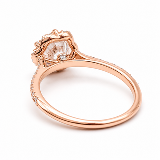 Round Brilliant Flower Pavé Ring – Lab Grown Diamond – 14K/18K Gold – 32 Side Stones