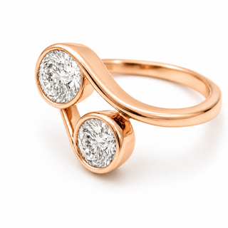 Round Brilliant 2 Stone Ring – Lab Grown Diamond – 14K/18K Gold