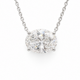 Oval Brilliant – Lab Grown Diamond – 14K/18K White Gold – Solitaire Necklace