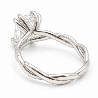 Radiant Cut Split Spiral Band Solitaire Ring – Lab Grown Diamond – 14K/18K Gold