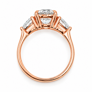 Round Brilliant with 2 Pear Shapes Ring – Lab-Grown Diamond – 14K/18K Gold – 2 Side Stones
