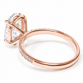 Oval Brilliant Pavé Ring – Lab Grown Diamond – 14K/18K Rose Gold – 18 Side Stones
