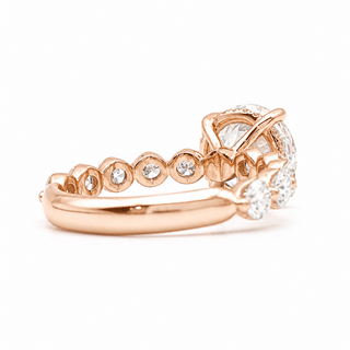 Round Brilliant Pavé Ring – Lab Grown Diamond – 14K/18K Rose Gold – 30 Side Stones