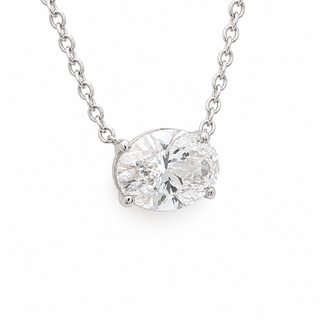 Oval Brilliant – Lab Grown Diamond – 14K/18K White Gold – Solitaire Necklace