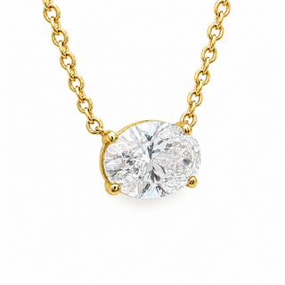 Oval Brilliant – Lab Grown Diamond – 14K/18K Yellow Gold – Solitaire Necklace