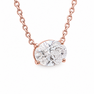 Oval Brilliant – Lab Grown Diamond – 14K/18K Rose Gold – Solitaire Necklace