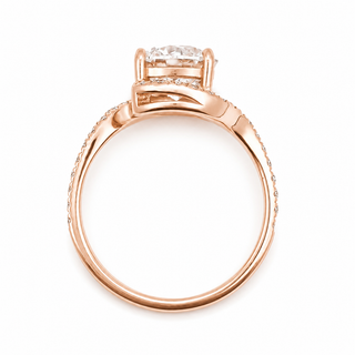 Round Brilliant Spiral Pavé Ring  – Lab Grown Diamond – 14K/18K Gold – 32 Side Stones