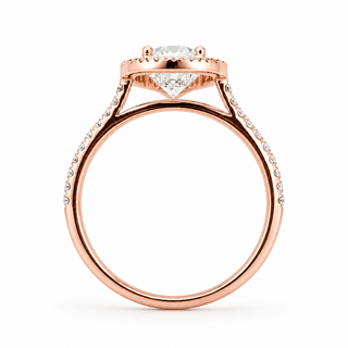Oval Brilliant Pavé with Halo Ring  – Lab Grown Diamond – 14K/18K Rose Gold – 44 Side Stones