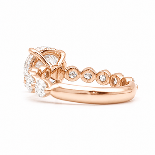 Round Brilliant Pavé Ring – Lab Grown Diamond – 14K/18K Rose Gold – 30 Side Stones