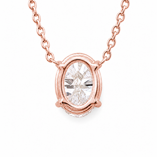 Oval Brilliant – Lab Grown Diamond – 14K/18K Rose Gold – Solitaire Necklace