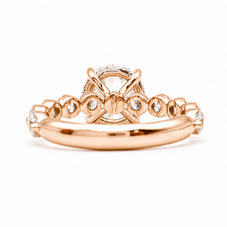 Round Brilliant Pavé Ring – Lab Grown Diamond – 14K/18K Rose Gold – 30 Side Stones