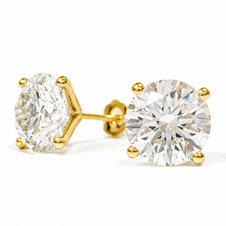 Round Brilliant Earrings – Lab Grown Diamonds – 14K/18K Yellow Gold – Stud Earrings