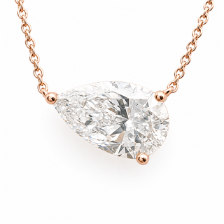Pear Shape – Lab Grown Diamond – 14K/18K Rose Gold – Solitaire Necklace