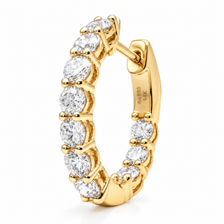 Round Brilliant Hoop Earrings – Lab Grown Diamonds – 14K/18K Gold - 15m"m