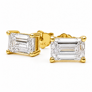 Emerald Cut Stud Earrings – Lab Grown Diamonds – 14K/18K Yellow Gold