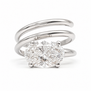Oval Brilliant Spiral Solitaire Ring – Lab Grown Diamond – 14K/18K White Gold
