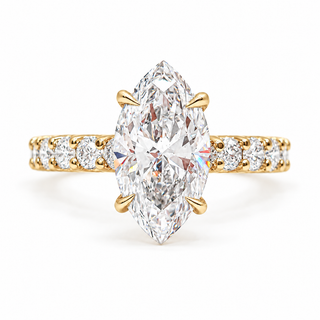 Marquise Brilliant Pavé Ring – Lab Grown Diamond – 14K/18K Gold – 12 Side Stones