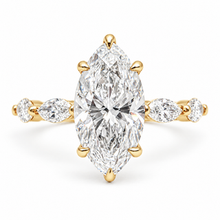 Marquise Brilliant with Marquise Band and Hidden Halo Ring – Lab-Grown Diamond – 14K/18K Gold – 26 Side Stones
