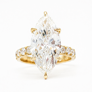 Marquise Brilliant Pavé Ring – Lab Grown Diamond – 14K/18K Yellow Gold – 16 Side Stones