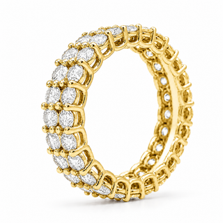 Round Brilliant 2 Row Eternity Ring – Lab Grown Diamond – 14K/18K Yellow Gold