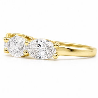 Oval Brilliant 3 Stone Crown Ring – Lab Grown Diamond – 14K/18K Yellow Gold