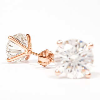 Round Brilliant Earrings – Lab Grown Diamonds – 14K/18K Rose Gold – Stud Earrings