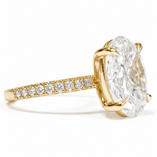 Oval Brilliant Pavé Ring – Lab Grown Diamond – 14K/18K Gold – 18 Side Stones