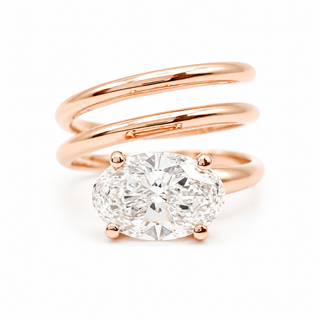 Oval Brilliant Spiral Solitaire Ring – Lab Grown Diamond – 14K/18K Gold