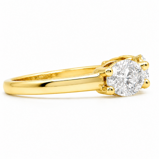 Oval Brilliant 3 Stone Crown Ring – Lab Grown Diamond – 14K/18K Yellow Gold
