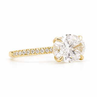 Oval Brilliant Pavé Ring – Lab Grown Diamond – 14K/18K Yellow Gold – 20 Side Stones