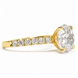 Round Brilliant Pavé Ring – Lab Grown Diamond – 14K/18K Yellow Gold – 12 Side Stones