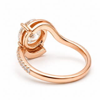Round Brilliant Spiral Pavé Ring  – Lab Grown Diamond – 14K/18K Gold – 32 Side Stones