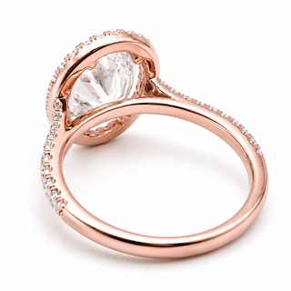 Oval Brilliant Pavé with Halo Ring  – Lab Grown Diamond – 14K/18K Rose Gold – 44 Side Stones