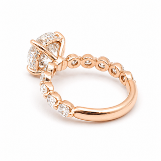 Round Brilliant Pavé Ring – Lab Grown Diamond – 14K/18K Rose Gold – 30 Side Stones