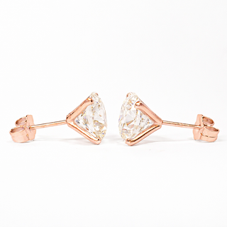 Round Brilliant Earrings – Lab Grown Diamonds – 14K/18K Rose Gold – Stud Earrings