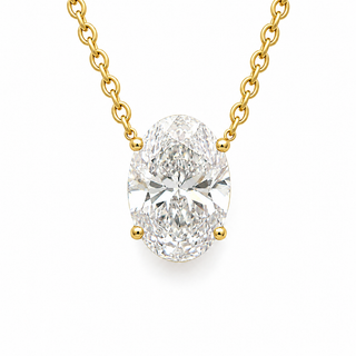 Oval Brilliant – Lab Grown Diamond – 14K/18K Yellow Gold – Solitaire Necklace