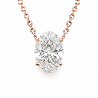 Oval Brilliant – Lab Grown Diamond – 14K/18K Rose Gold – Solitaire Necklace