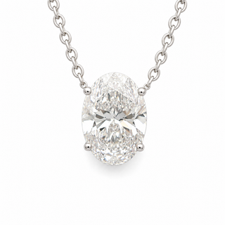Oval Brilliant – Lab Grown Diamond – 14K/18K White Gold – Solitaire Necklace