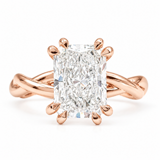 Radiant Cut Split Spiral Band Solitaire Ring – Lab Grown Diamond – 14K/18K Gold