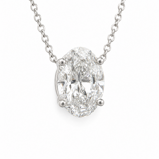 Oval Brilliant – Lab Grown Diamond – 14K/18K White Gold – Solitaire Necklace